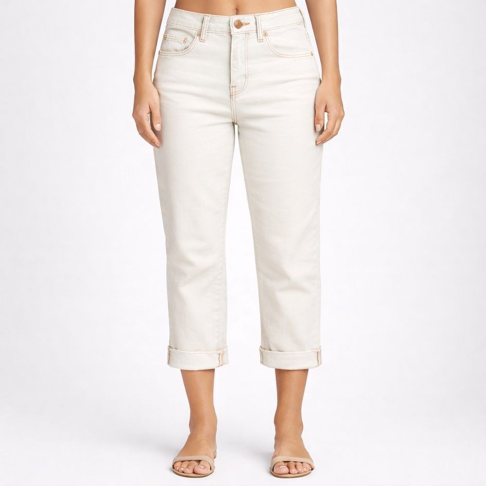 Lola Jeans Kate crew high rise four way 360 comfort stretch Lively ECRU size 4